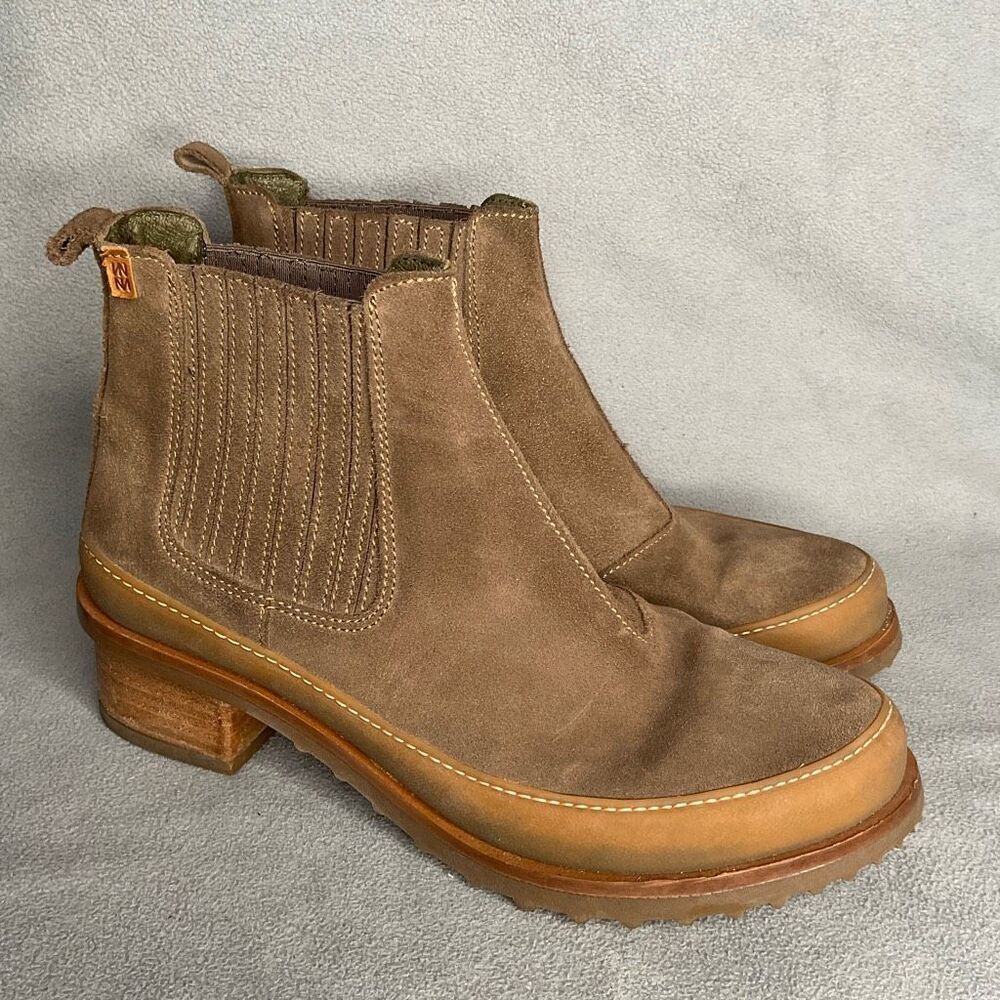 El Naturalista Womens Kentia Heeled Boot Shoes Taupe / Beige EU 41/ US 10‎